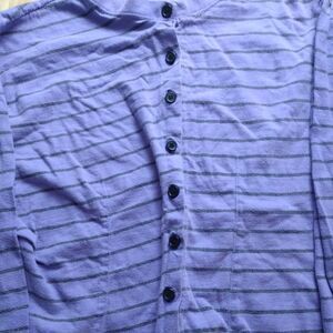Vintage A'Milano Striped Cropped Button Down Long Sleeve Shirt